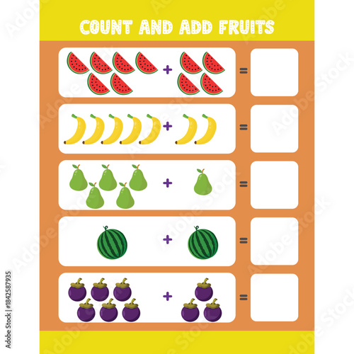 Count and Add worksheet activity for kids page 18