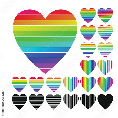 Rainbow Pride Heart Icons for LGBT+ Inclusive Design