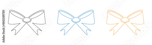 Gift Bow outline icon set in multiple colors