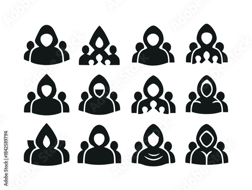 Mysterious Figures Logos. Mysterious figures in the crowd. Icon