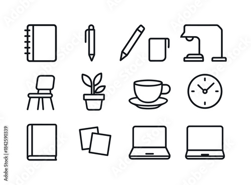 Simplified Study Icons. Simplified Study. Line icon set of Simpl