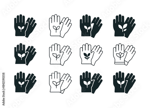 Gardener Icon Set. Gardener. Icon set. Set Logo of gardener: gar