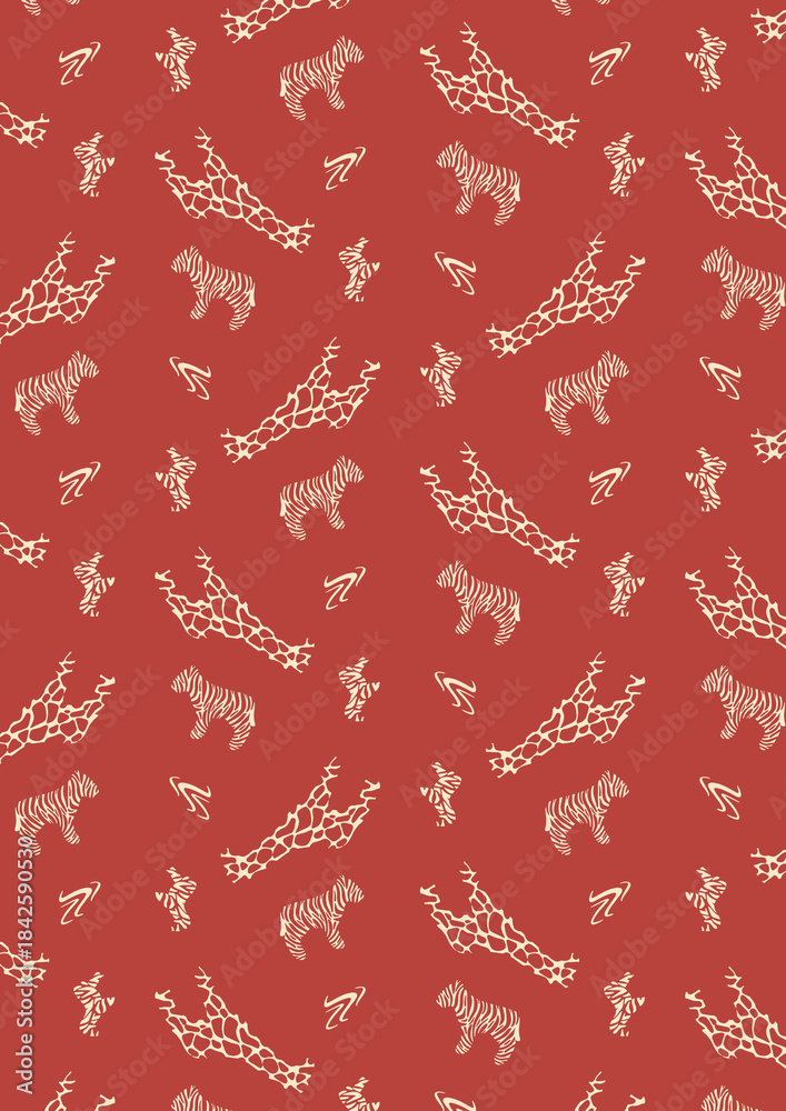 Naklejka premium Motif safari coloré avec girafes et tigres – Fond répétable pour designs créatifs et textiles