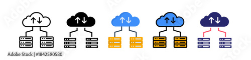 Cloud Storage Multiple Style Icon Set Collection. 