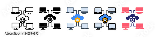 Cloud Computing Multiple Style Icon Set Collection. 