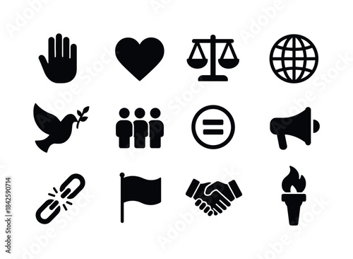 Human Rights Icons. Human rights. Solid icon set of Human rights