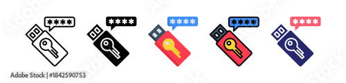 Security Token Multiple Style Icon Set Collection. 