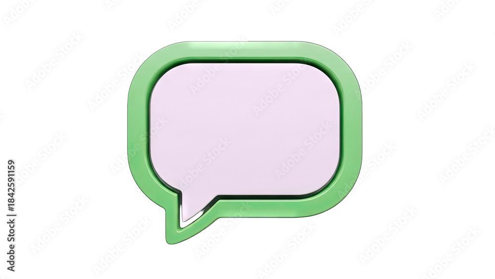 Fototapeta premium 3D Green Speech Bubble on White Background