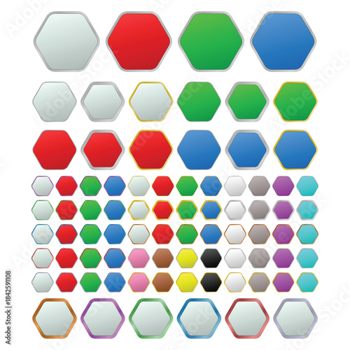 Multi color Hexagon Shape Icons for Pattern and UI Design