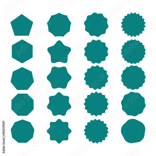 Teal Polygon and Abstract Shape Icons for Graphic Design