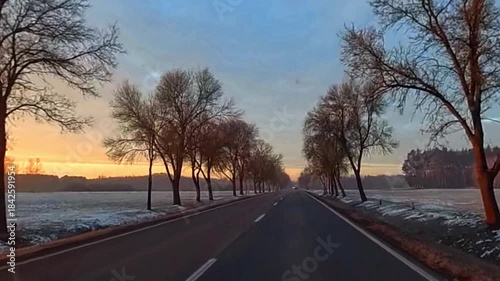 sunset on the road