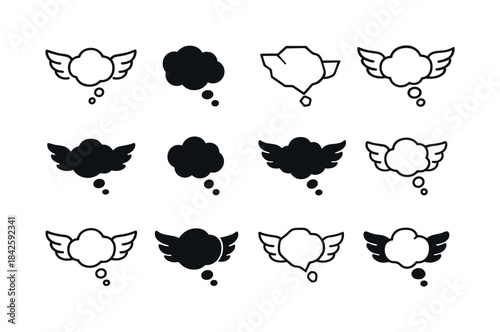 Imagination Flight Logos. imagination flying. Icon set. Set Logo
