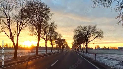 sunset on the road