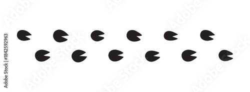 hoofprints leg touch stamp line set. flat dark black ink hand drawn footprint hooves retro art etch contour comic style. 