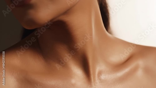 Wallpaper Mural Sleek and Radiant Skin Design on a Woman's Neck and Collarbone, Emphasizing Smoothness, Graceful Aesthetic Lines, and Overall Wellness Torontodigital.ca