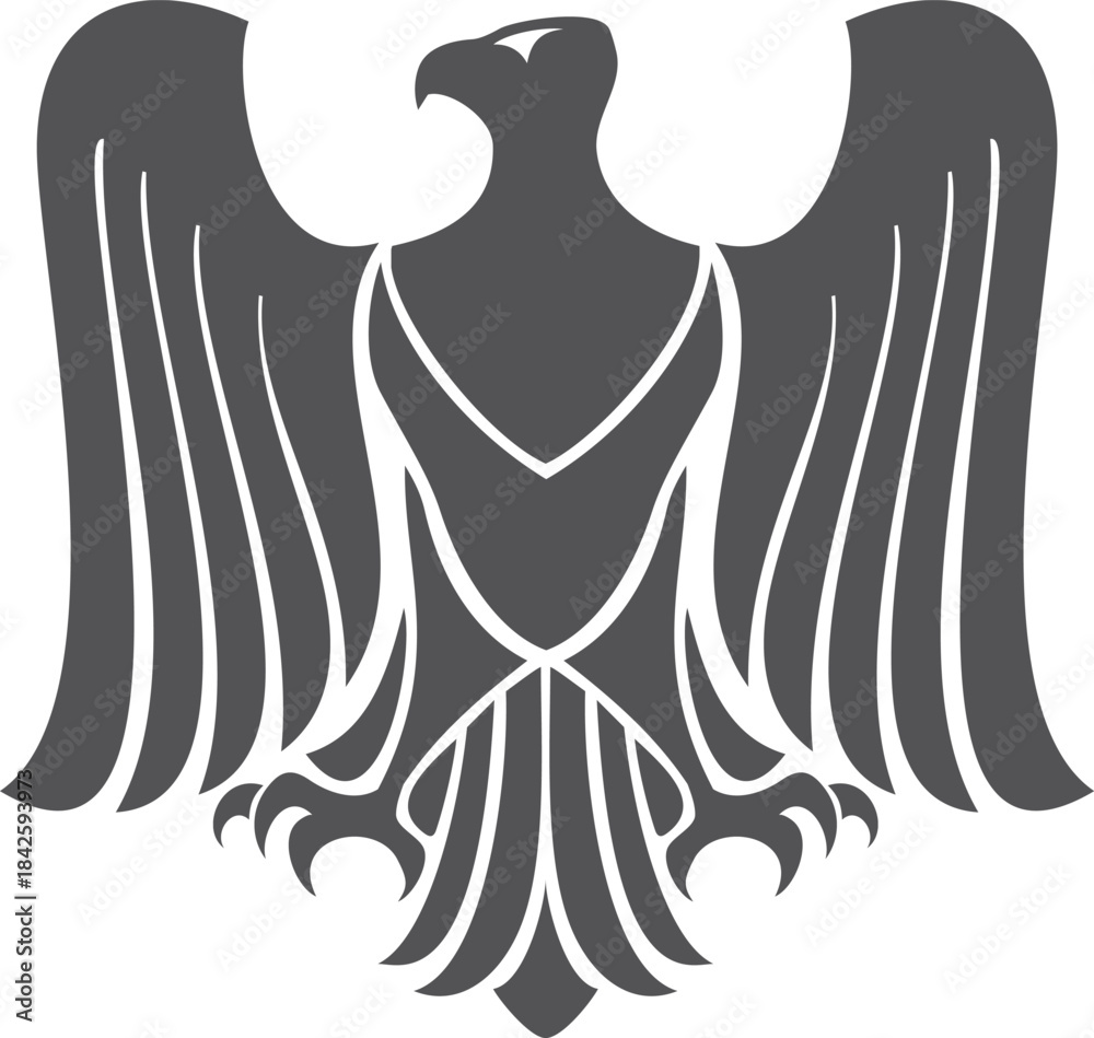 Fototapeta premium A black eagle with its wings spread out