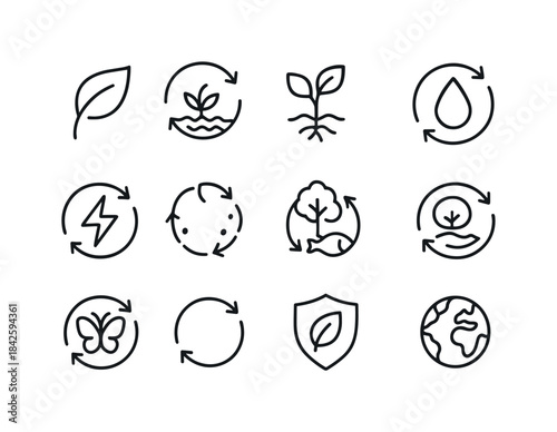 Regenerative Icons. Regeneration. Line icon set of Regeneration: