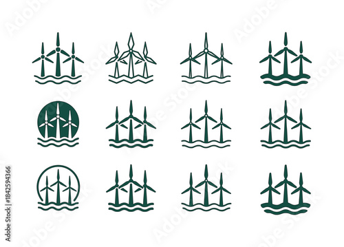 Sustainable Energy Icons. Sustainable energy solutions. Icon set