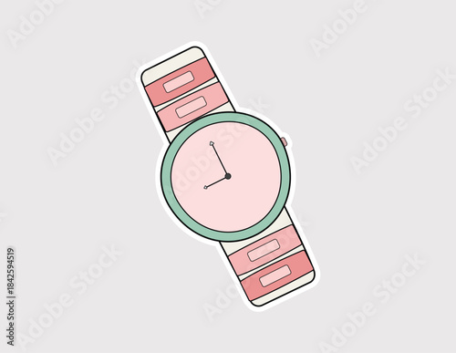 Wristwatch Vector Sticker for time and fashion. Represents scheduling, deadlines, punctuality, and time management
