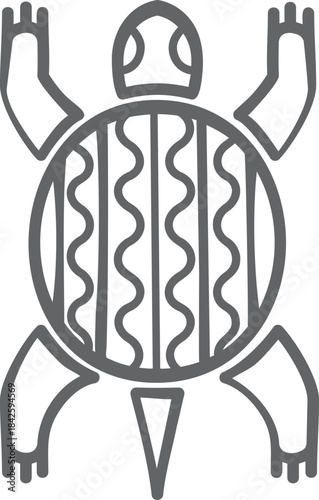 A turtle with a long tail and a curved shell