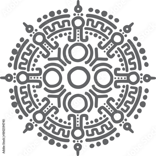 A black and white drawing of a circle with a white dot in the center