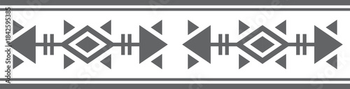 A black and white design with arrows and diamonds