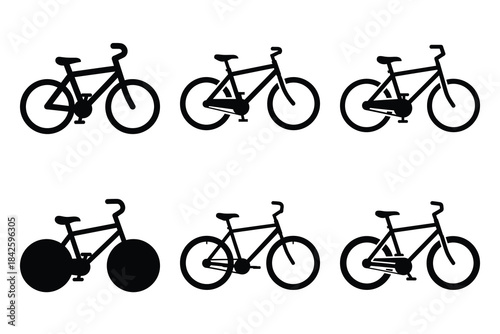 Set of bicycle icon silhouette vector art illustration