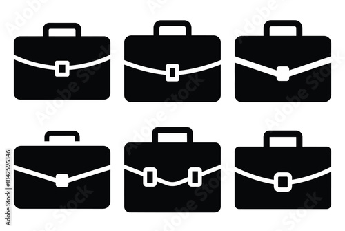 Set of briefcase icon silhouette vector art illustration