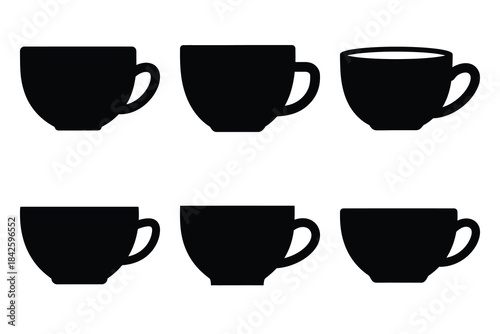 Set of coffee cup icon silhouette vector art illustration