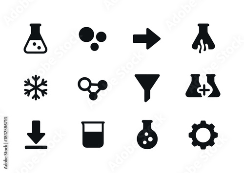 Synthesis Steps Icons. Synthesis process steps. Solid icon set o