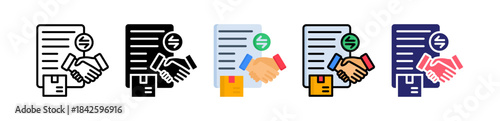 Trade Agreement Multiple Style Icon Set Collection. 