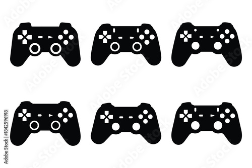 Set of game controller icon silhouette vector art illustration