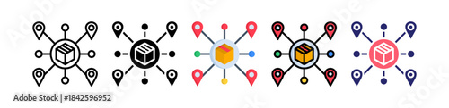Distribution Network Multiple Style Icon Set Collection. 
