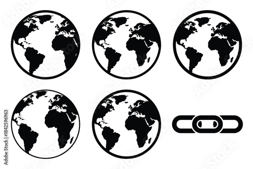 Set of globe icon silhouette vector art illustration