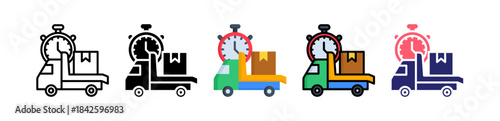 Delivery Time Multiple Style Icon Set Collection. 