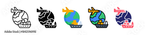 International Delivery Multiple Style Icon Set Collection. 