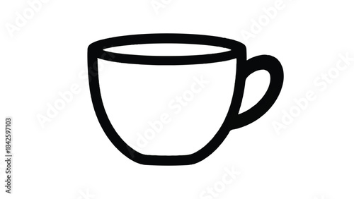 Simple Outline Drawing of a Coffee Cup with Handle.