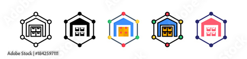 Logistics Network Multiple Style Icon Set Collection. 