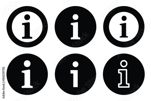 Set of information circle icon silhouette vector art illustration