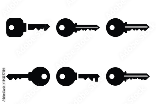 Set of key icon silhouette vector art illustration