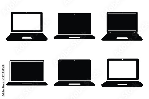 Set of laptop icon silhouette vector art illustration