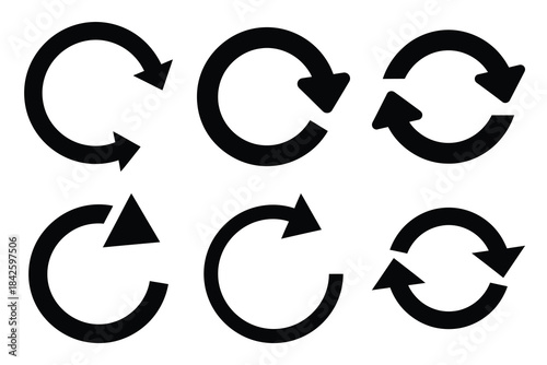 Set of refresh icon silhouette vector art illustration