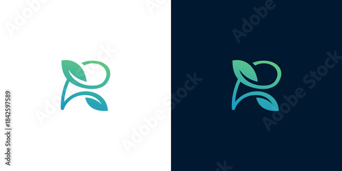 Modern abstract organic logo with stylized leaves and curves