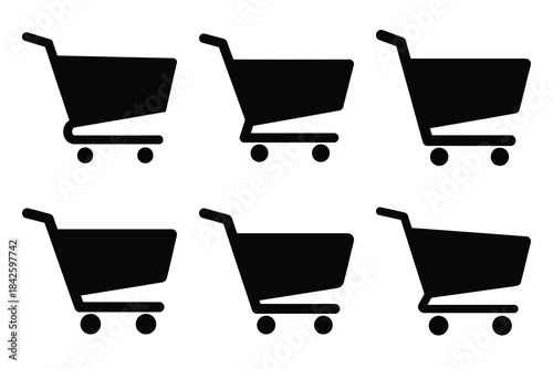Set of shopping cart icon silhouette vector art illustration