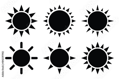 Set of sun icon silhouette vector art illustration
