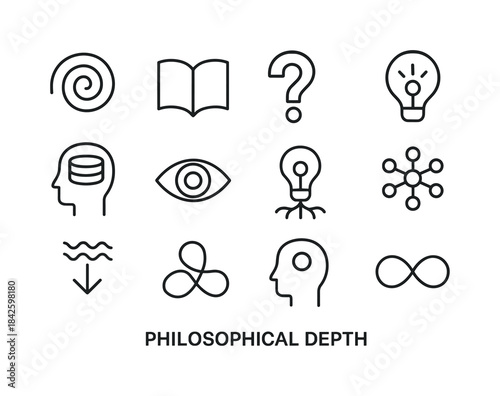 Philosophical Icon Collection. Philosophical depth. Line icon se