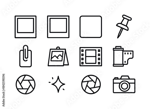 Retro Photography Icons. Retro photo icons. Line icon set of ret