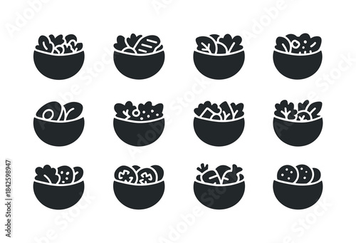 Healthy Pita Icons. Healthy pitas. Solid icon set of healthy pit