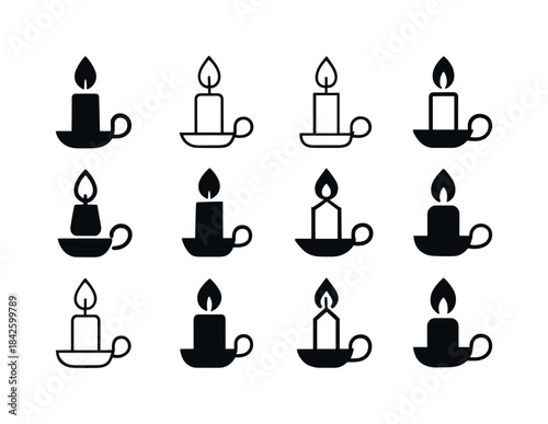 Candle Icon Set. candles. Icon set. Set Logo of candles: candle