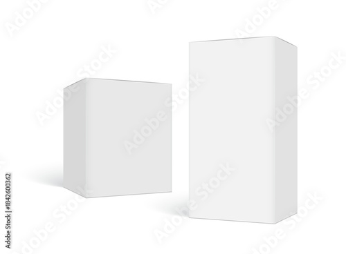 Cardboard box mockup icon in flat style. Package mock up vector illustration on isolated background. Carton container sign business concept.